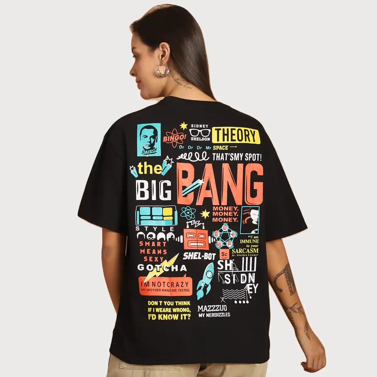 Fabflee-Women's Round Oversized Fit Printed T Shirt - Image 4