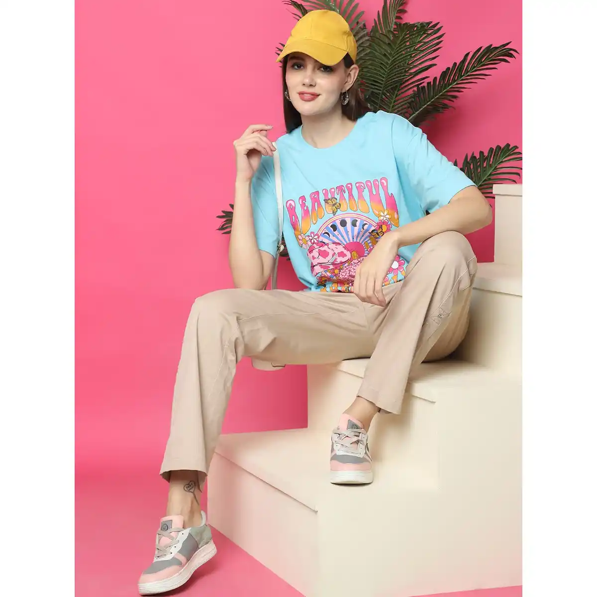 Fabflee -Women's Round Graphic Oversized Fit Tshirt - Image 3