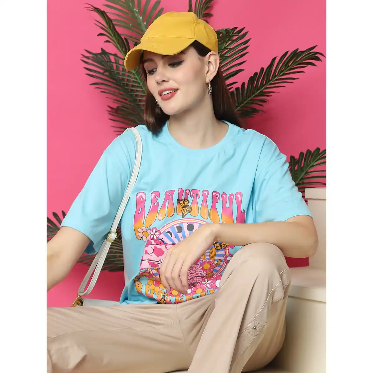 Fabflee -Women's Round Graphic Oversized Fit Tshirt - Image 4