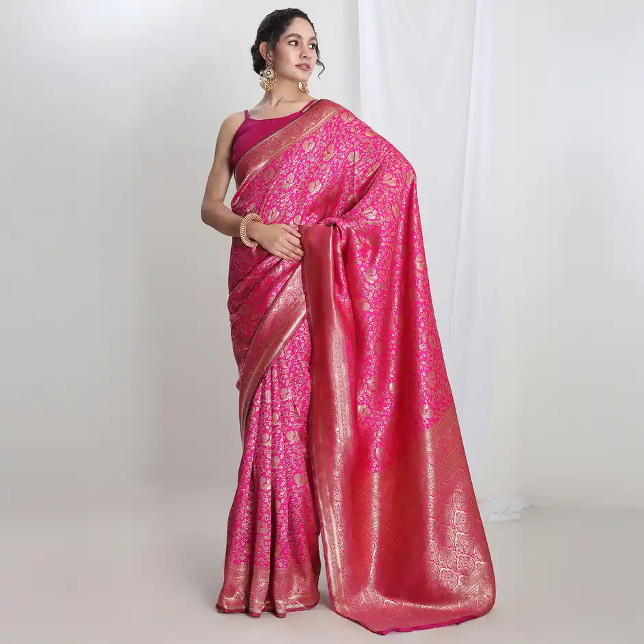Janasya Women's Silk Blend Saree - Image 2
