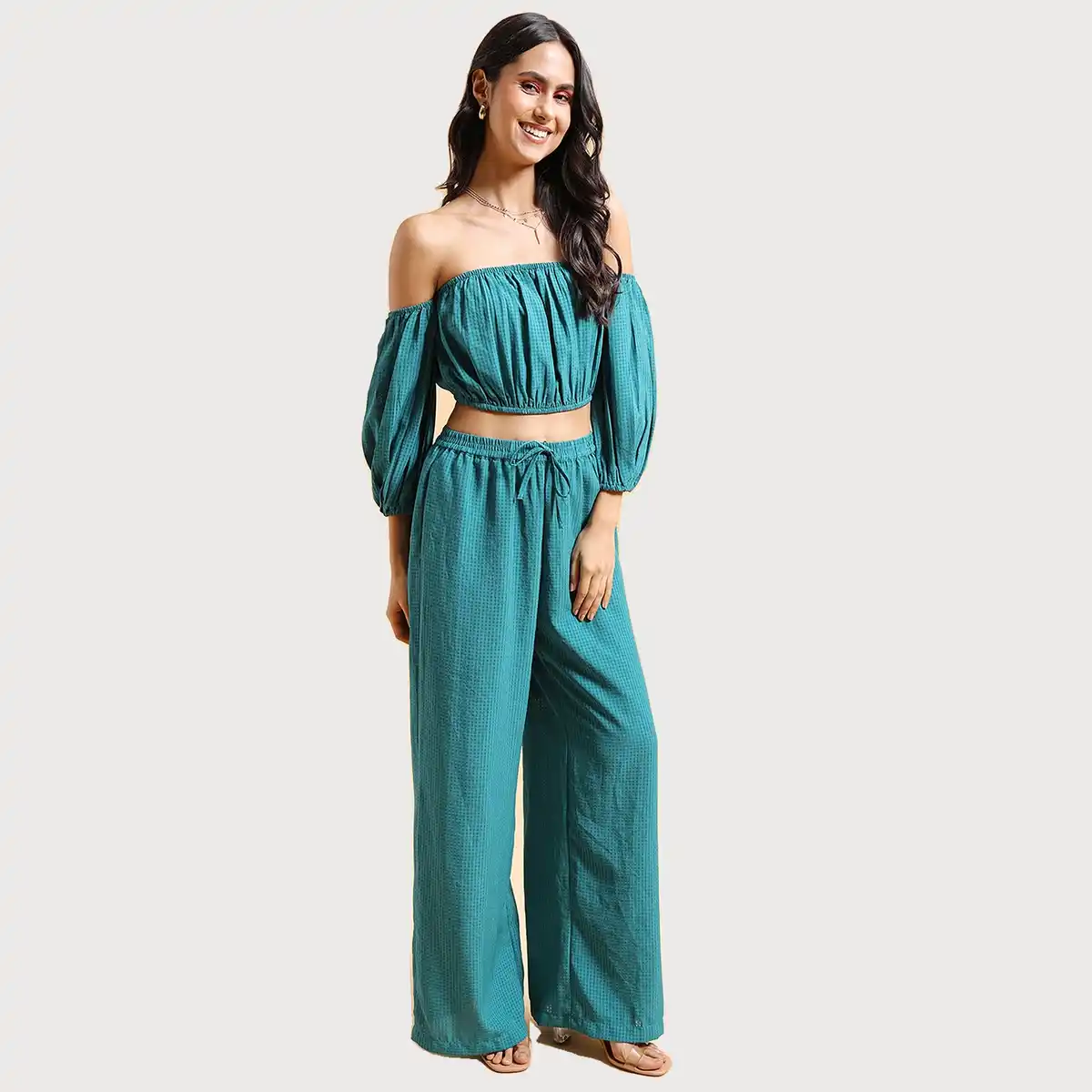 Ketch-Women's Printed Off shoulder Co ord Set - Image 3