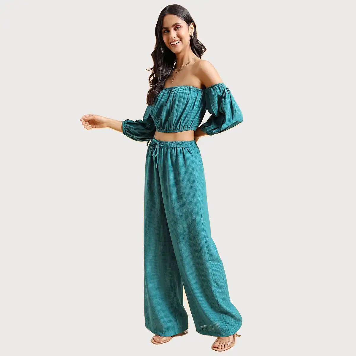 Ketch-Women's Printed Off shoulder Co ord Set - Image 2