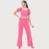 Ketch-Women's Polyester Regular Fit Square Neck Solid Co ord Set