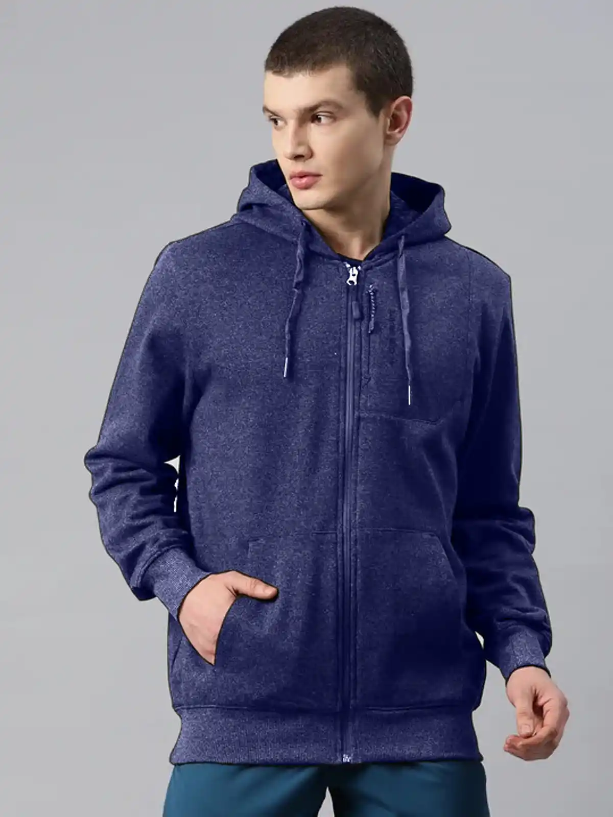Alcis-Men's Cotton Regular Fit Full-Zip Casual Hoodie