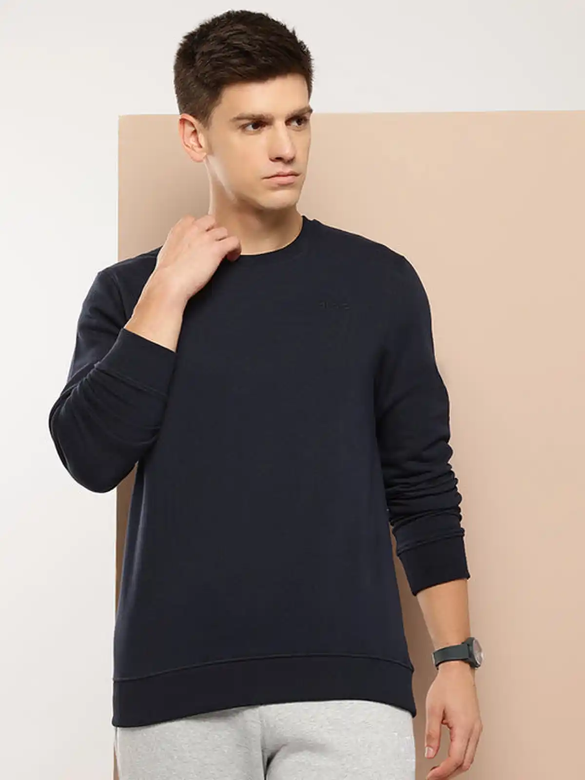 Alcis-Men's Cotton Round Regular Fit Solid Casual Sweatshirt - Image 4