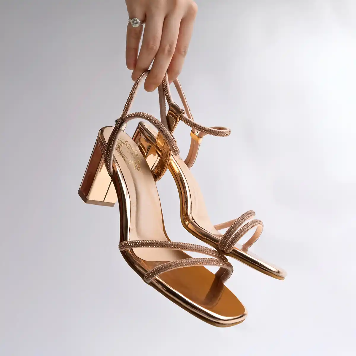 Shoetopia-Heels For Women's With Rhinestones Strap Heel 1246 - Image 4