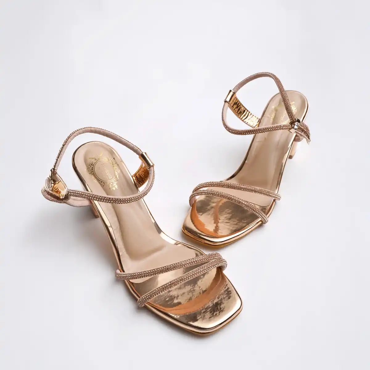 Shoetopia-Heels For Women's With Rhinestones Strap Heel 1246 - Image 3