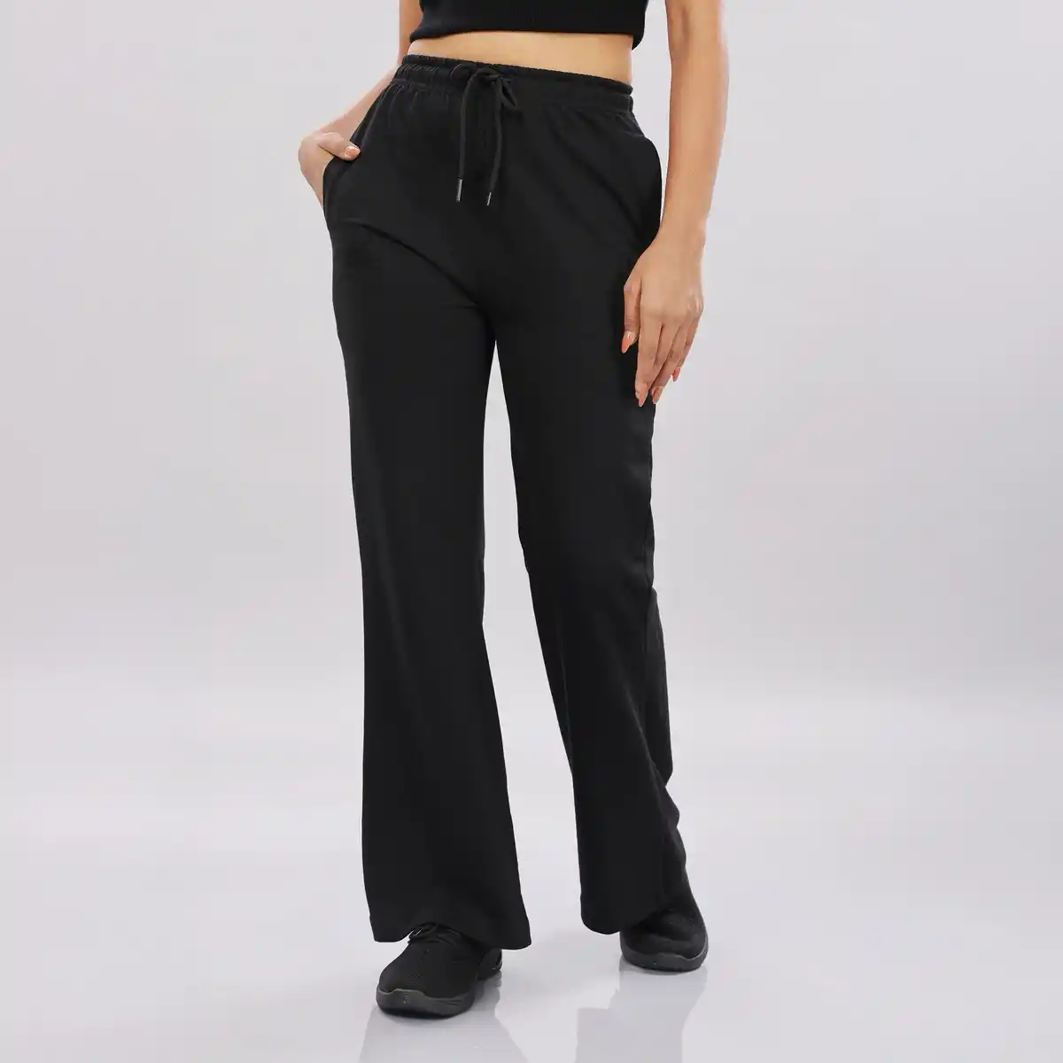 Springman-Women's Solid Cotton Rich Baggy Track Pant - Image 2